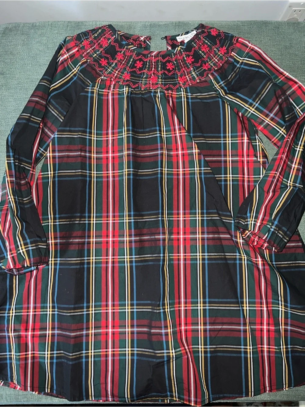 Crewcuts Girls Black Red Plaid Smocked Dress